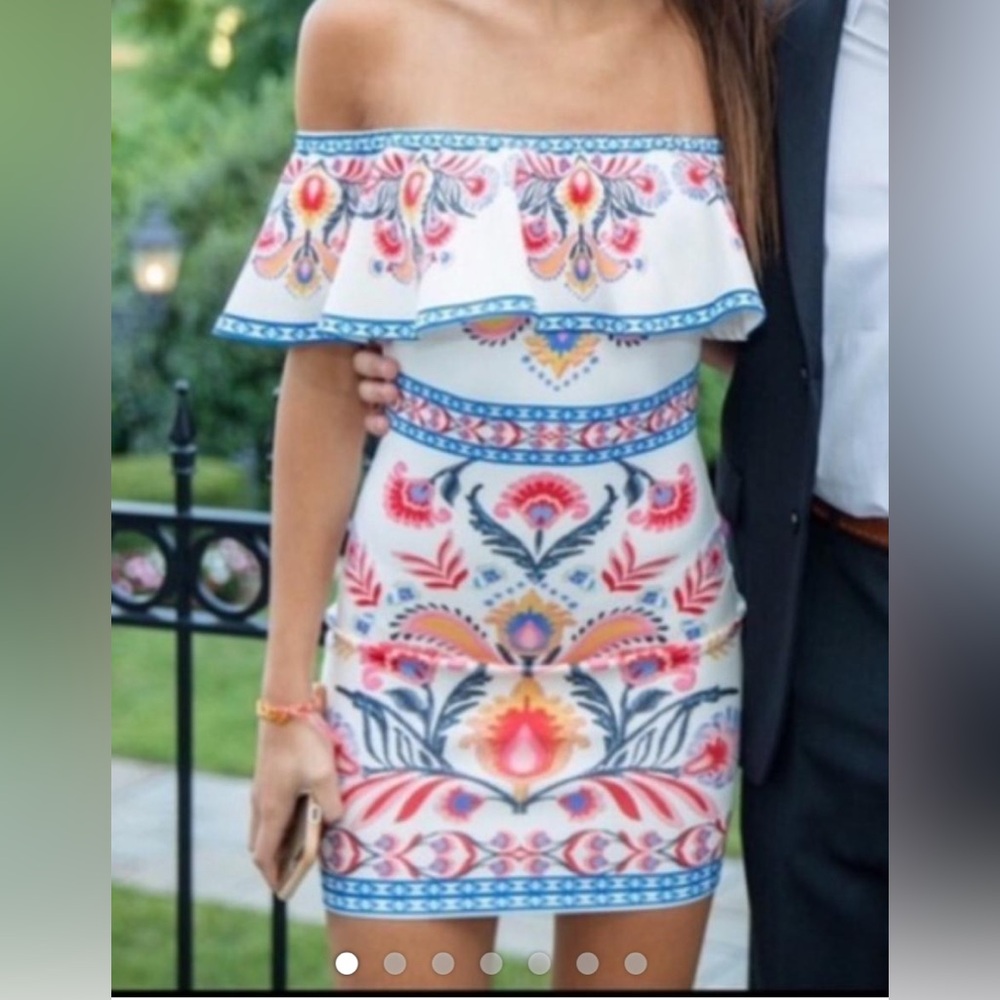 💜Jealous Tomato Off-Shoulder Multicolor Mini Dress, L